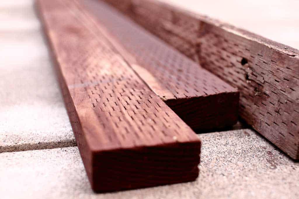 pressure treated wood with incisions