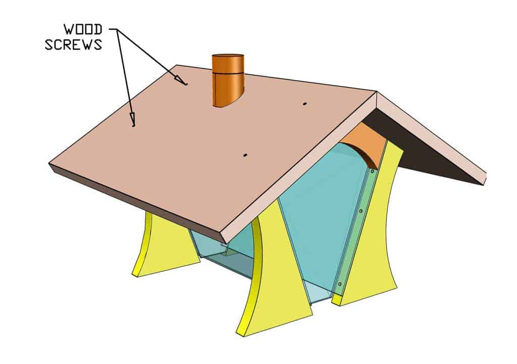 attaching roof to the DIY bird feeder house