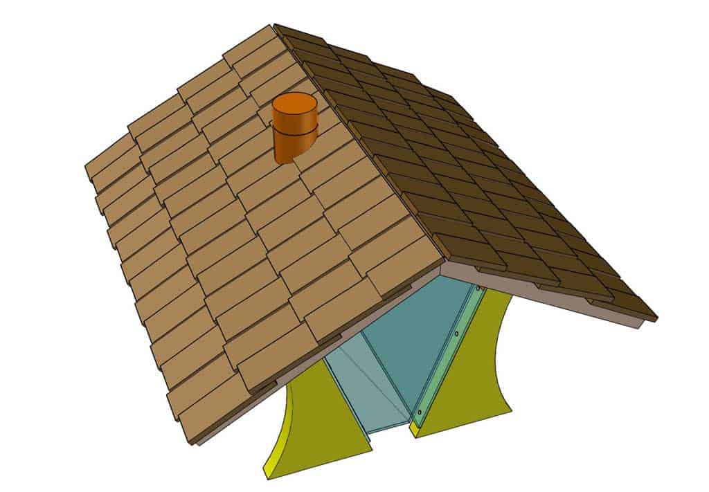 attaching shingles to the DIY bird feeder house