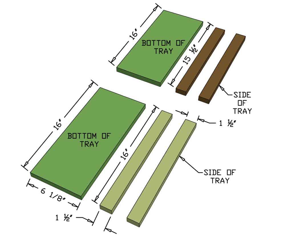 boards for the bottom tray of the DIY bird feeder