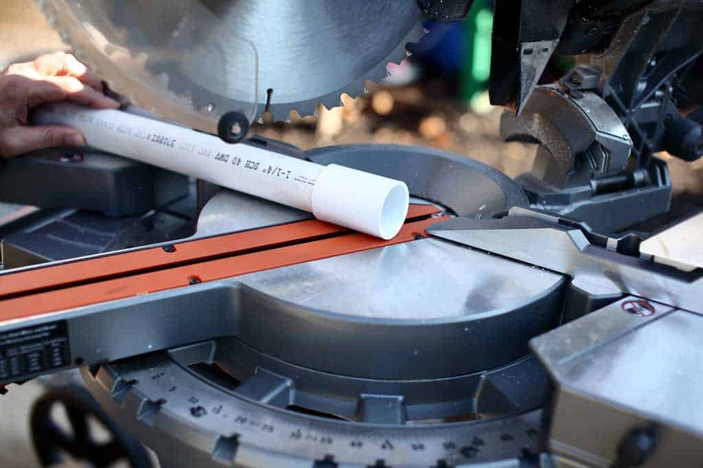 using miter saw to cut pvc coupling