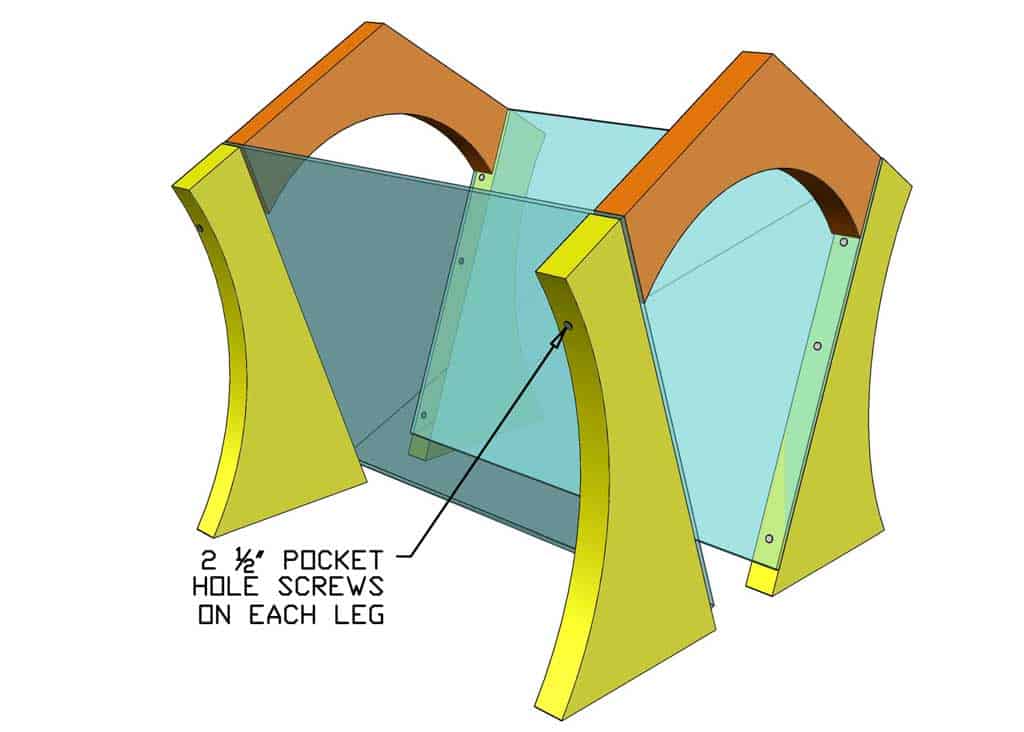 connecting legs sets and arch of the bird feeder