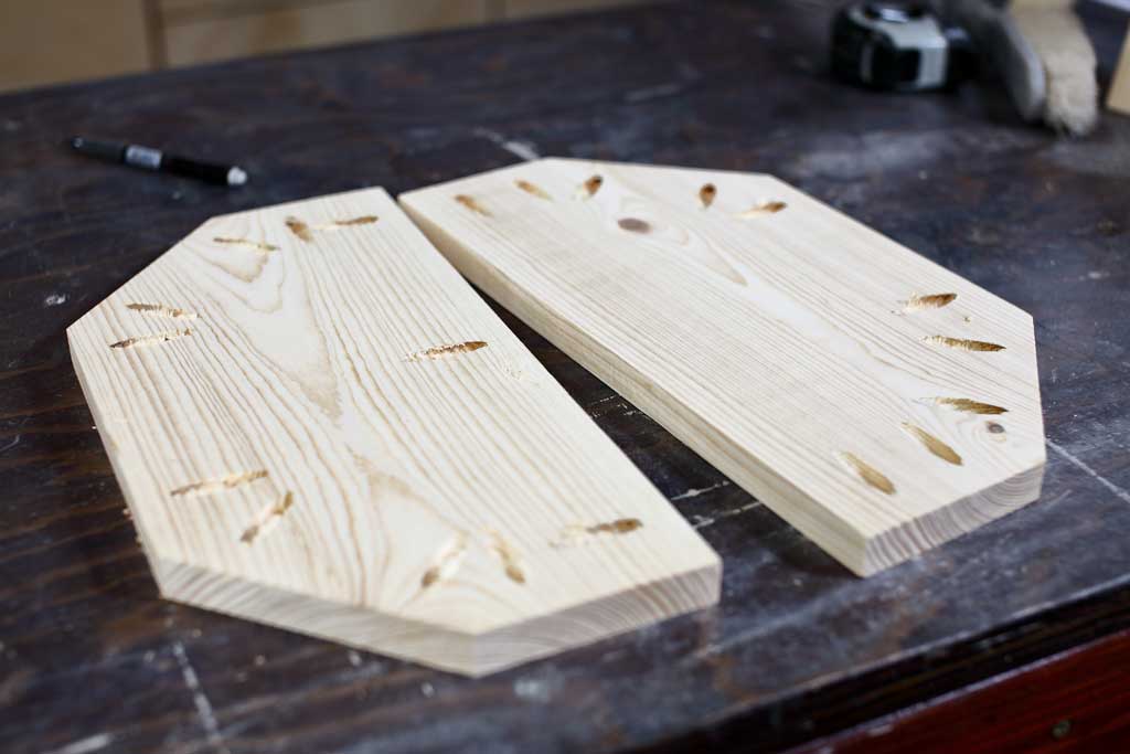 drilling pocket holes on tabletop boards