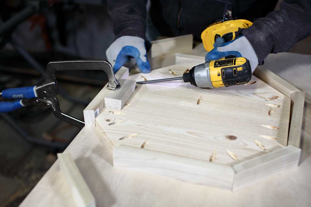 attaching side boards of the end table
