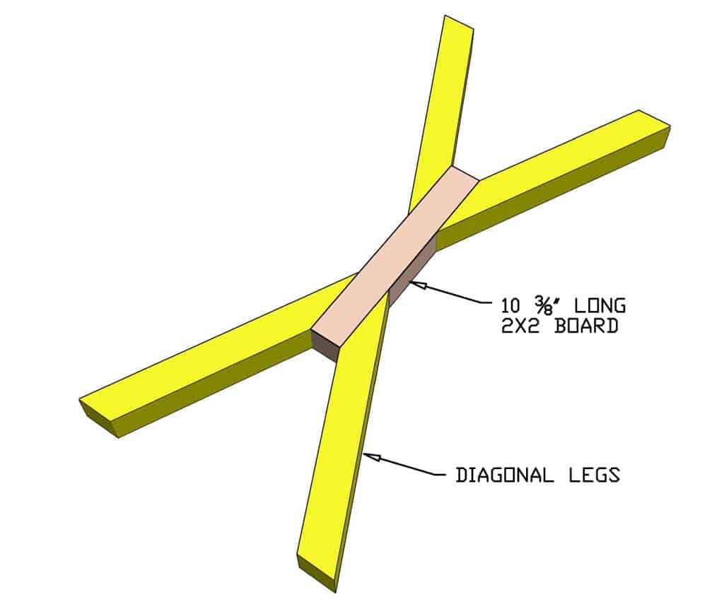 attaching diagonal legs to the shaft of end table