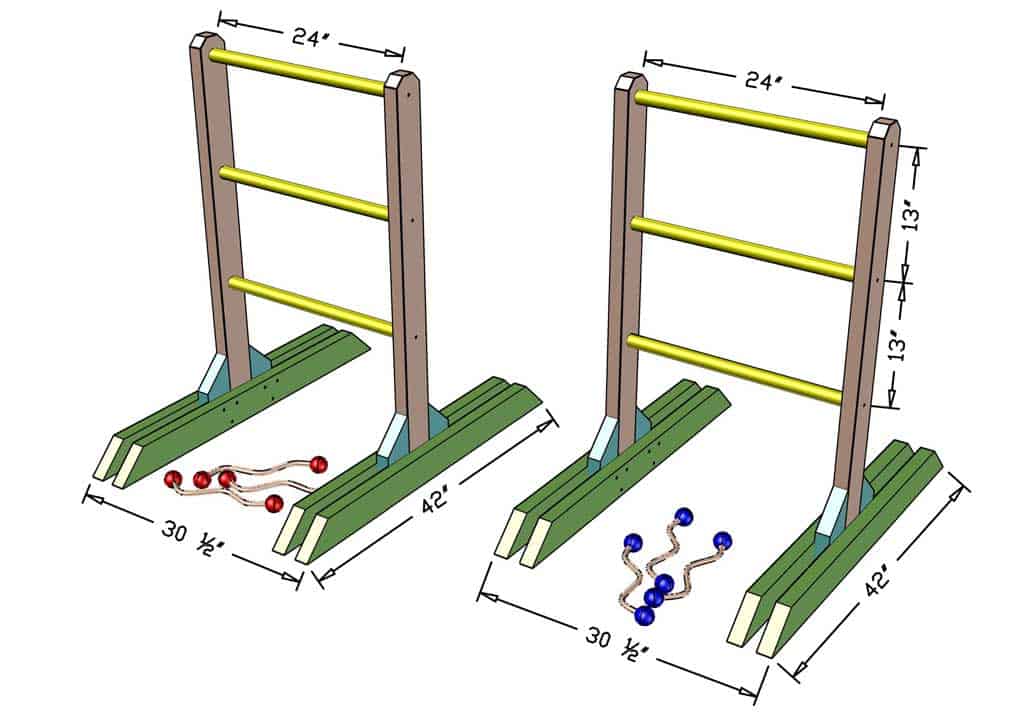 DIY Wooden Ladder Toss Game dimensions