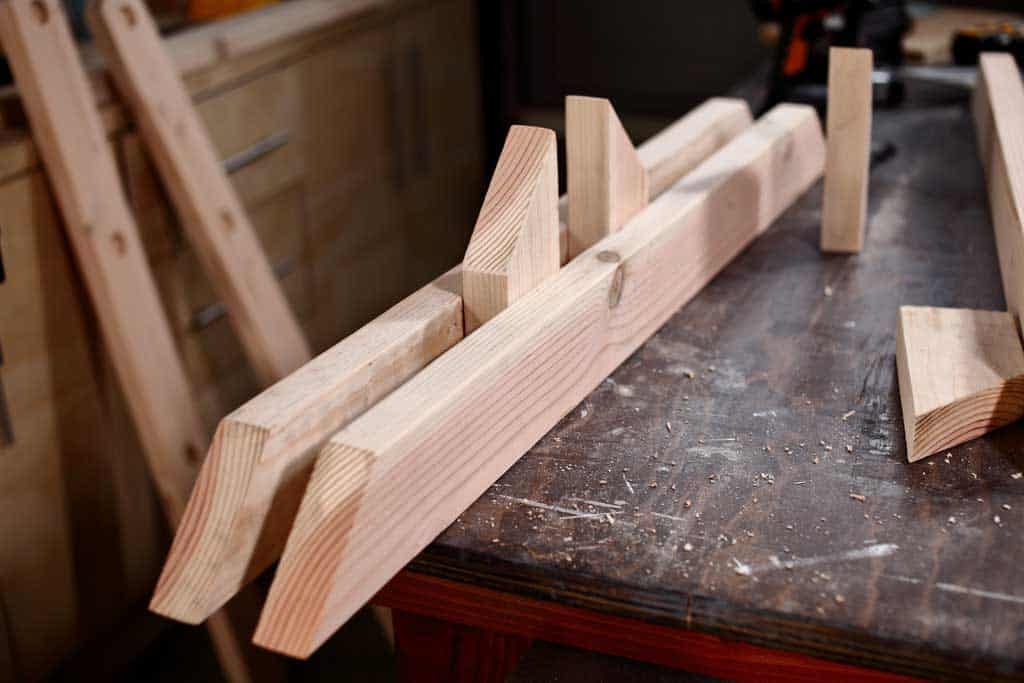 base of the DIY wooden ladder toss game