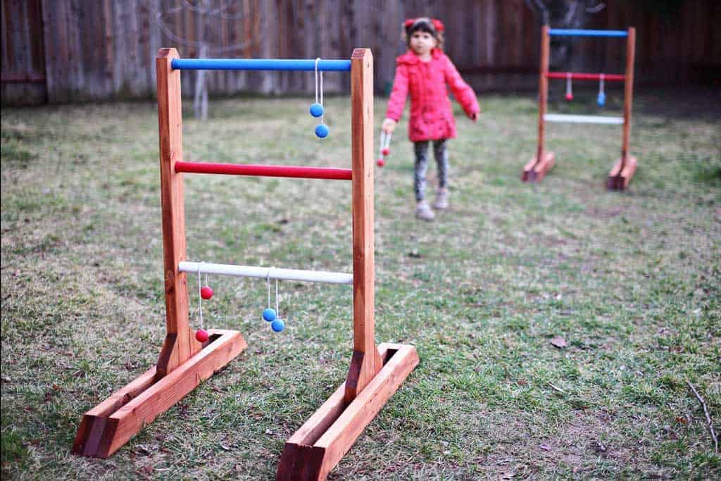 Now that you’re done with the project, paint each dowel a different color for keeping the score easier. Then paint the rest of the ladder toss game with exterior paint to protect the wood. You’re done with a DIY ladder toss game. Enjoy!