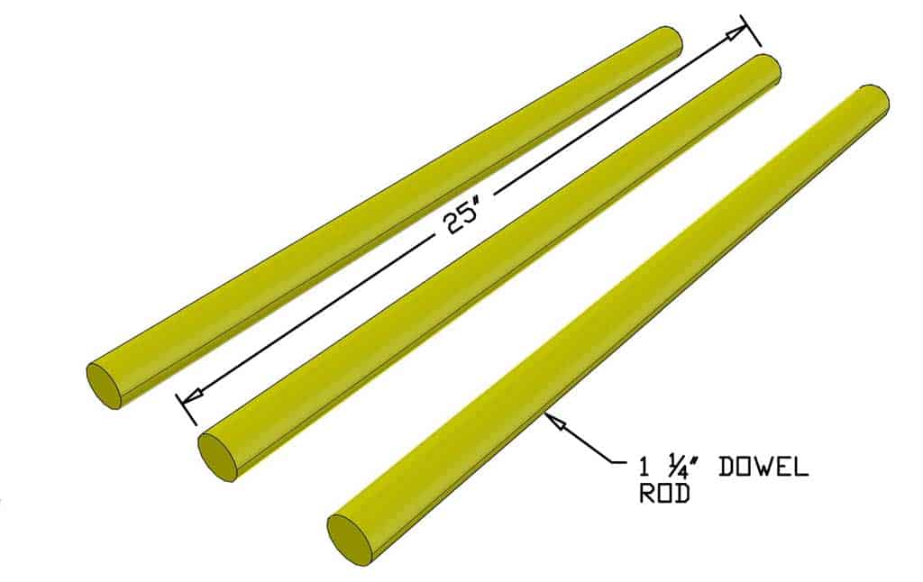 wooden dowel rods for DIY Wooden Ladder Toss Game