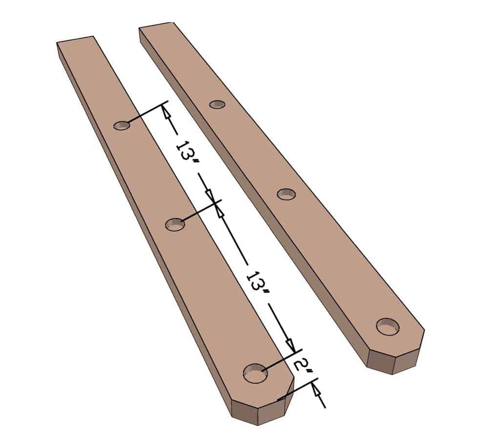 drilling holes in ladder rails for toss game