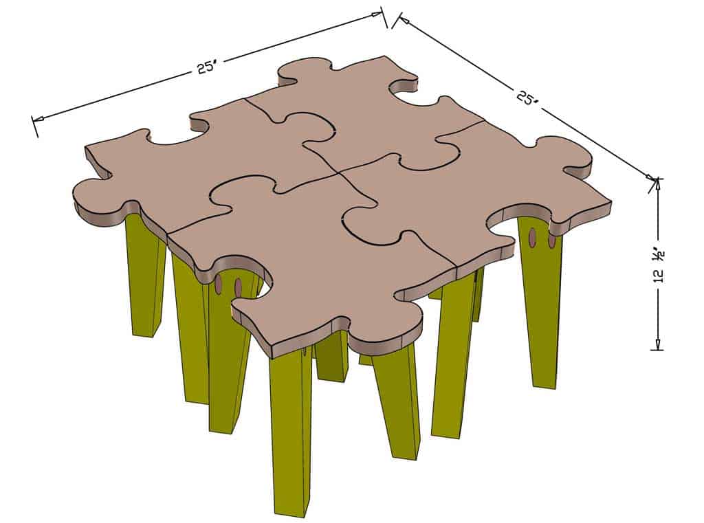 DIY Kids Table Made as Jigsaw Puzzle dimensions