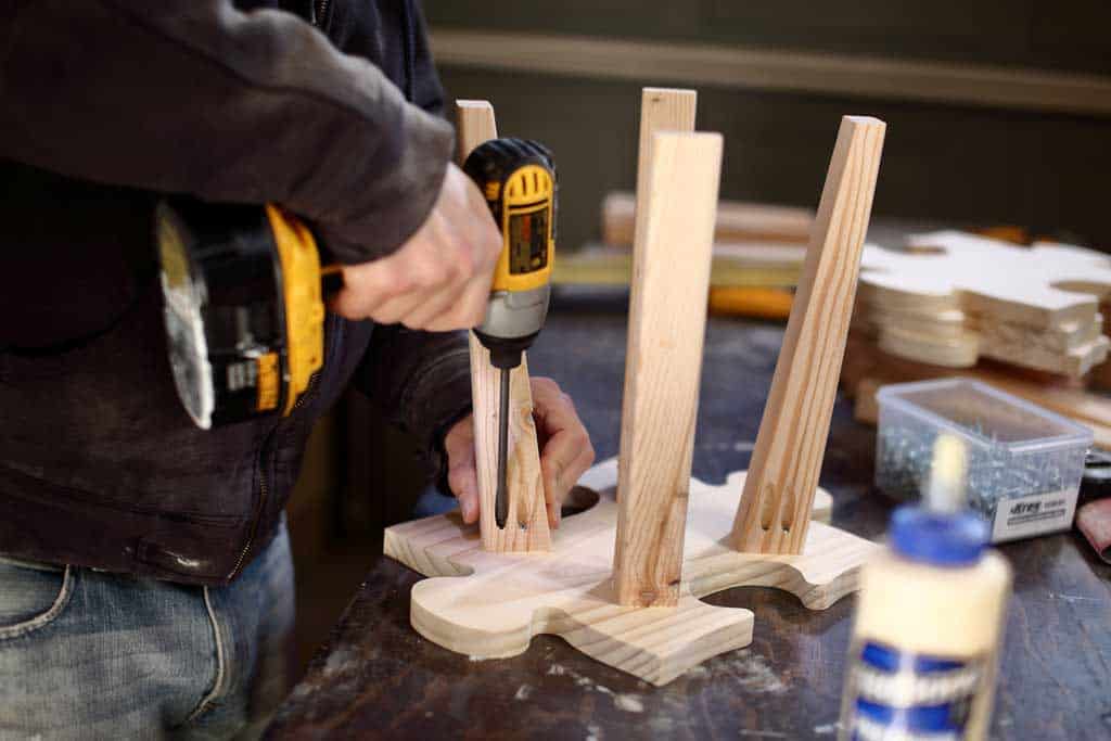 attaching legs to the puzzle board