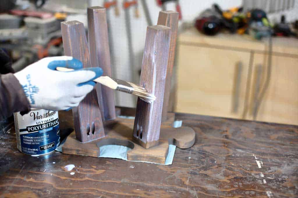 applying polyurethane on puzzle chair