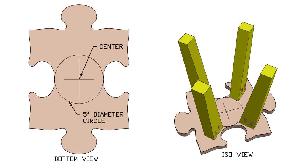 attaching the legs to the puzzle piece
