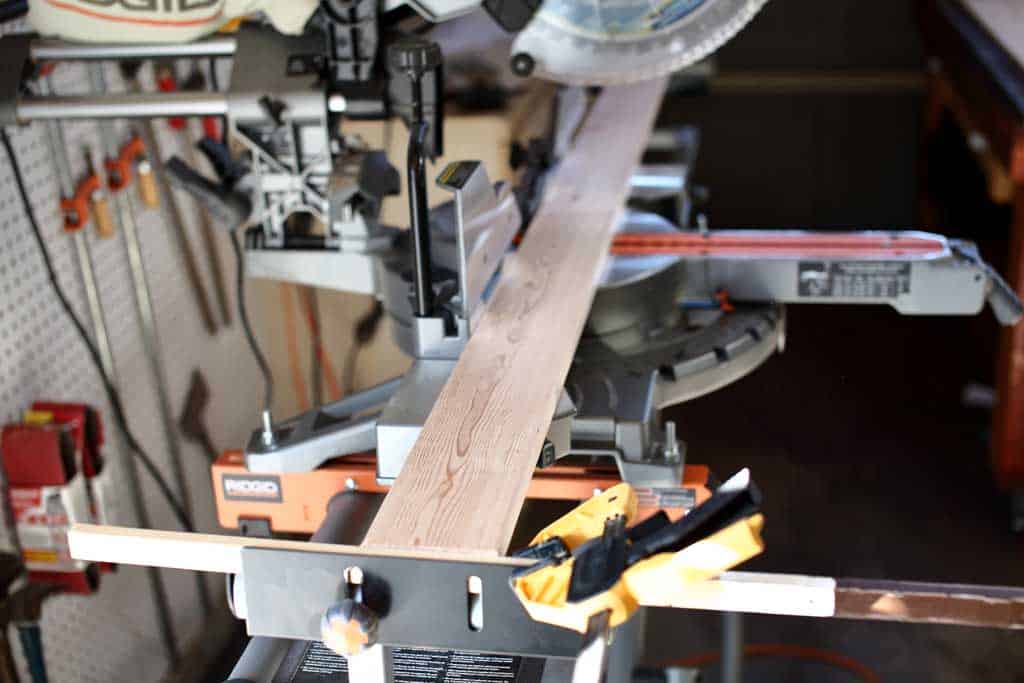 cutting wood using miter saw