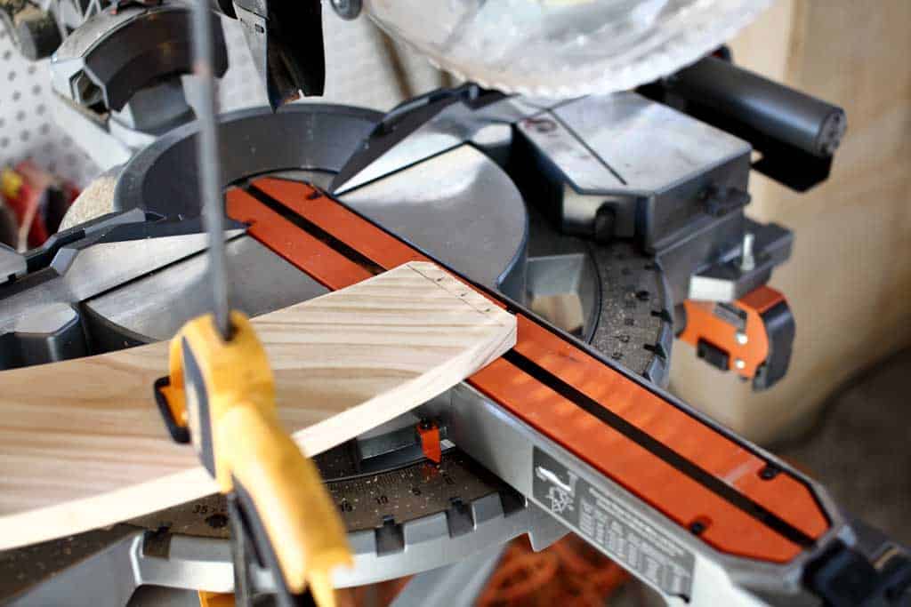 cutting wood using miter saw