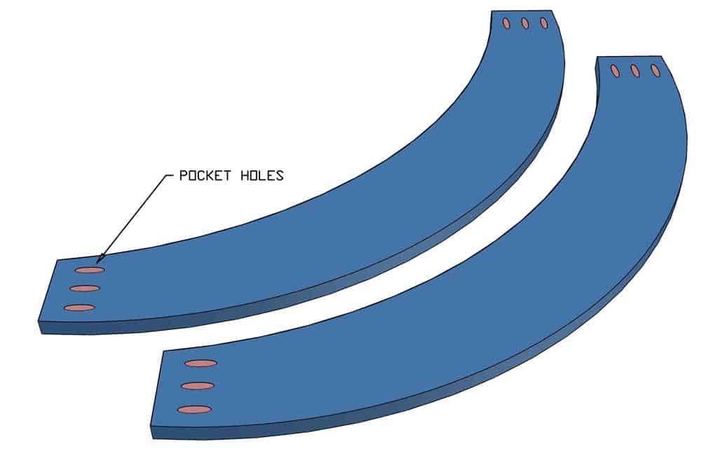 drilling pocket holes in rocker pieces