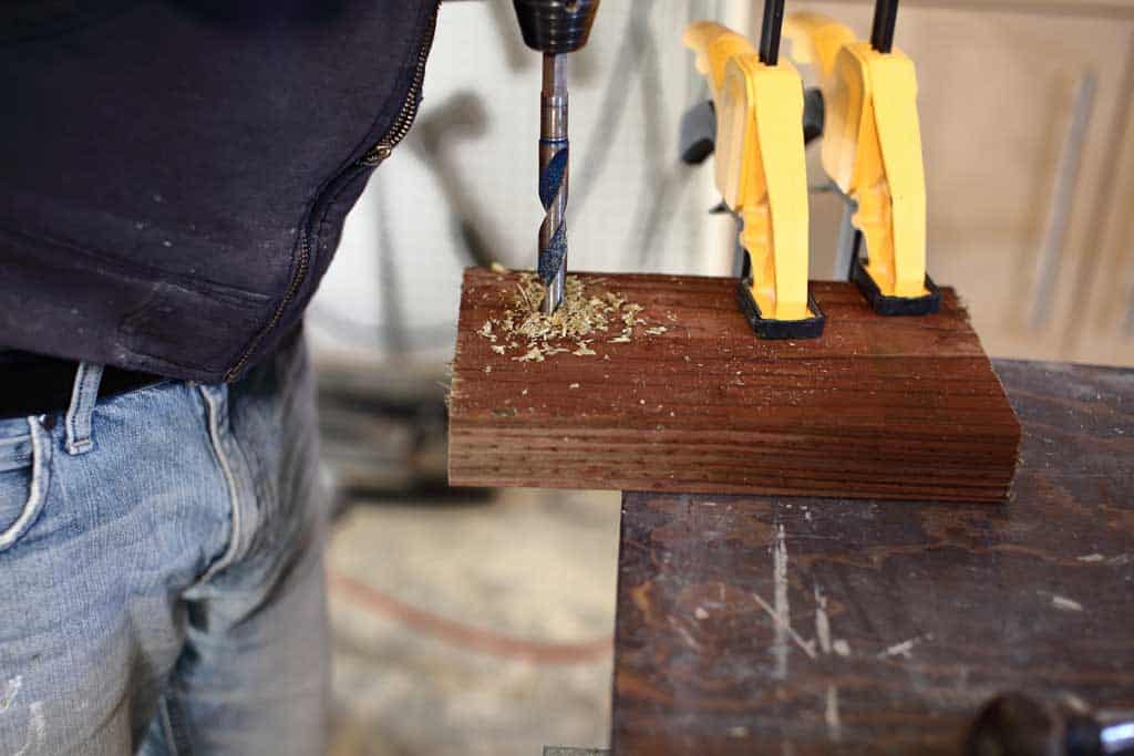 drilling a hole in wood