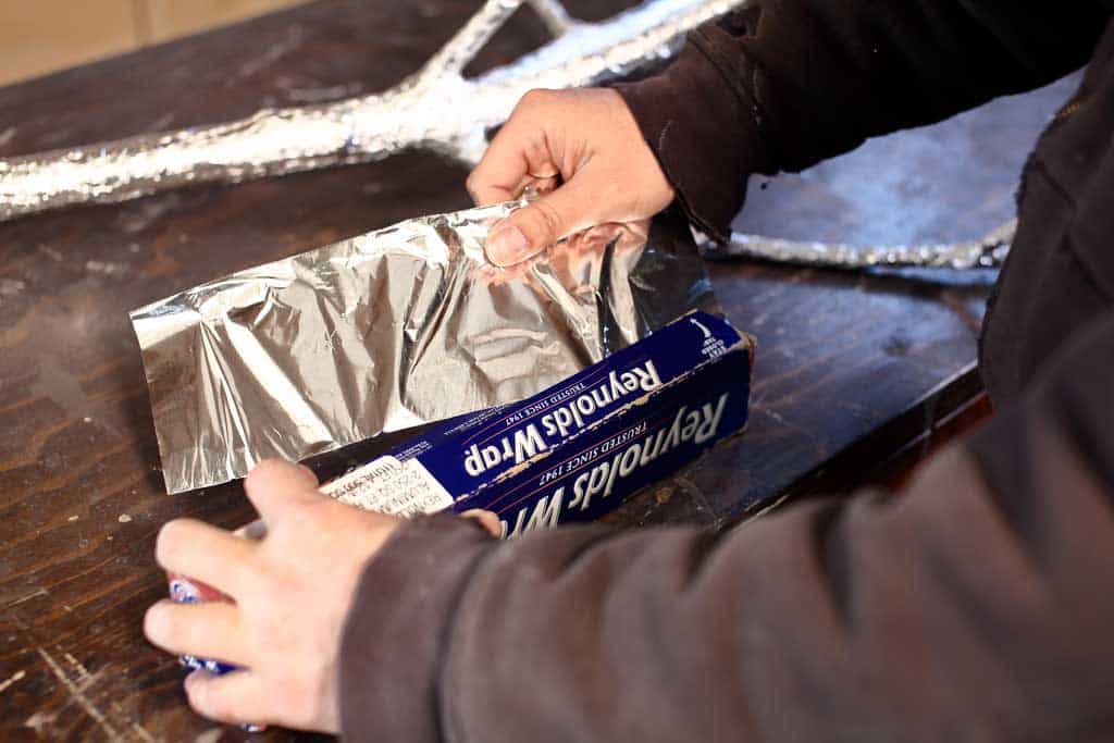 using aluminum foil wrap for fairy tree