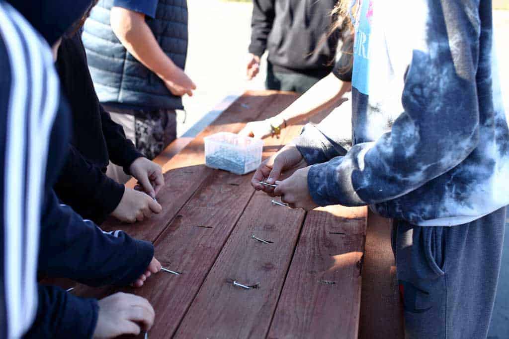 inserting pocket hole screws in holes