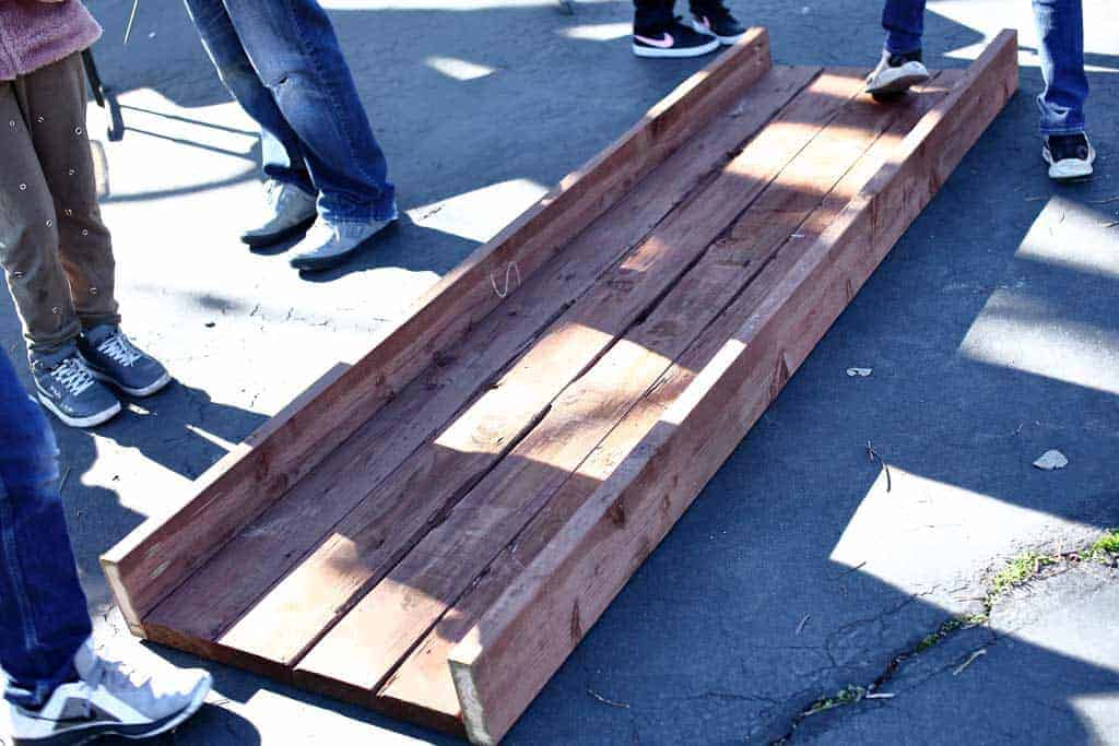 attaching lower side boards of the planter box