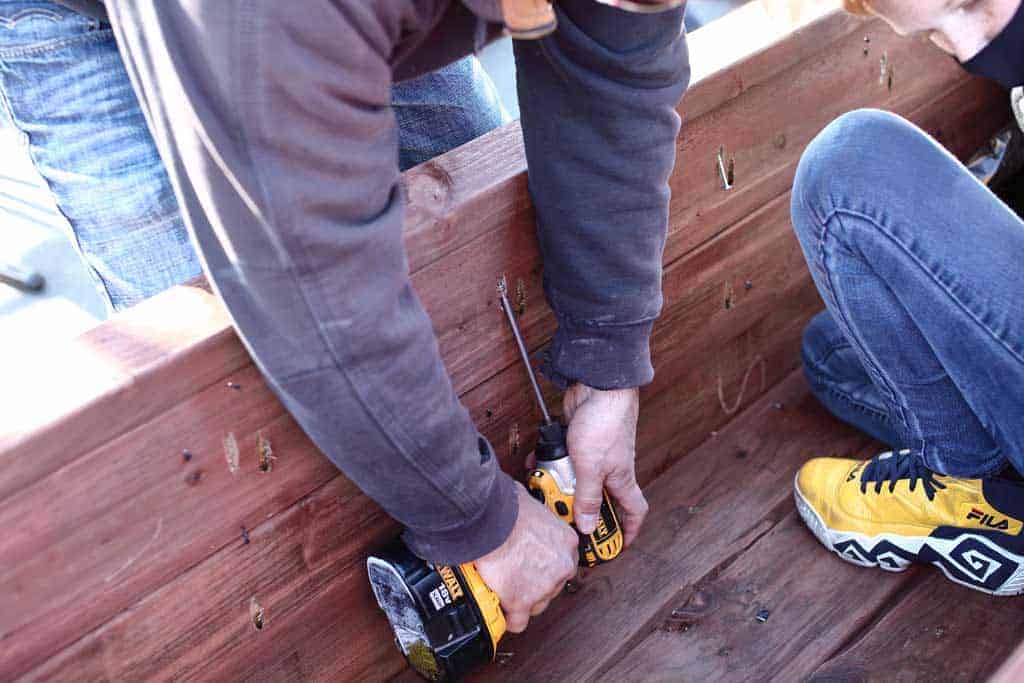 attaching trim around diy planter box