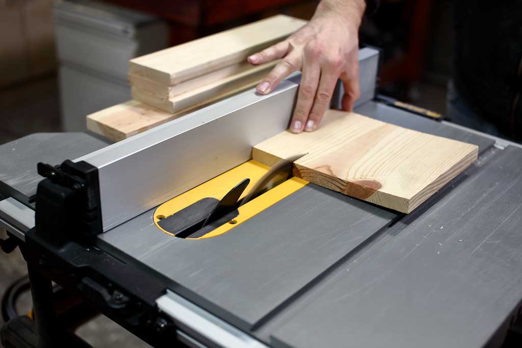 cutting wood with table saw