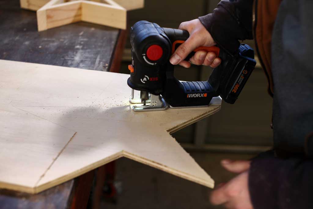 cutting out plywood with jig saw