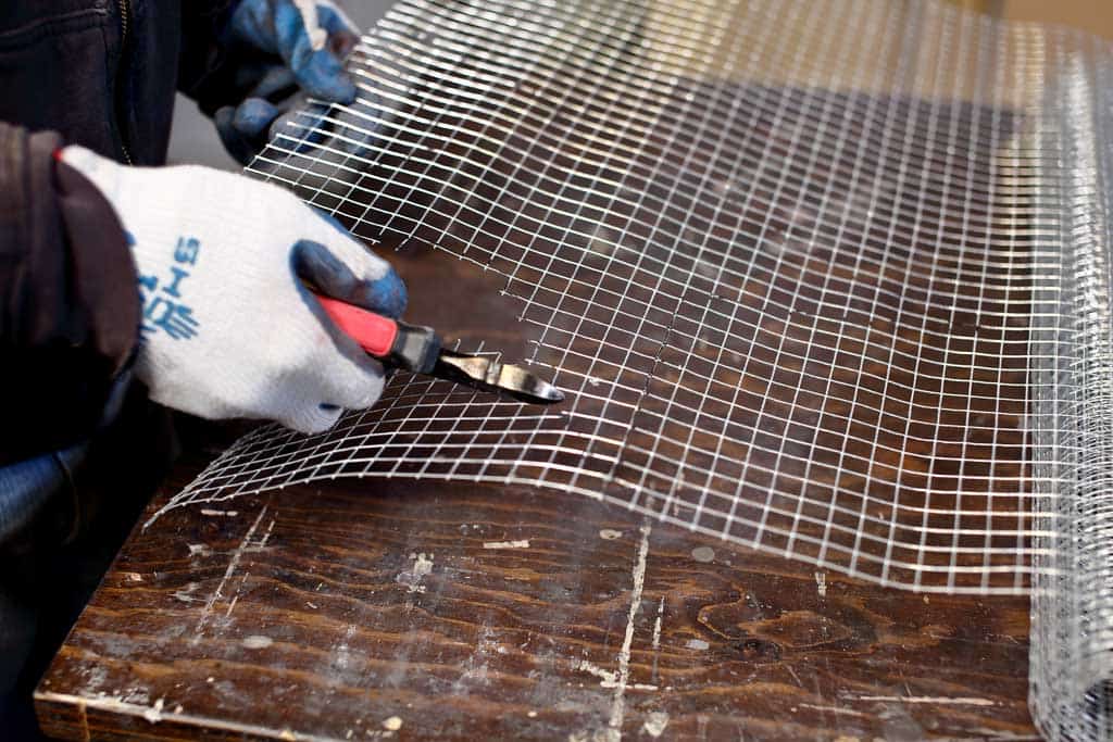 cutting out the wire mesh screen