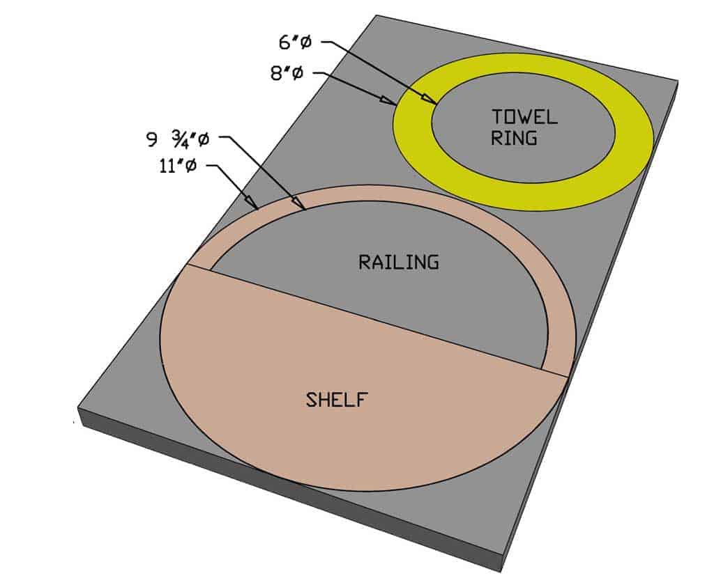 drawing circle outlines for DIY towel holder ring