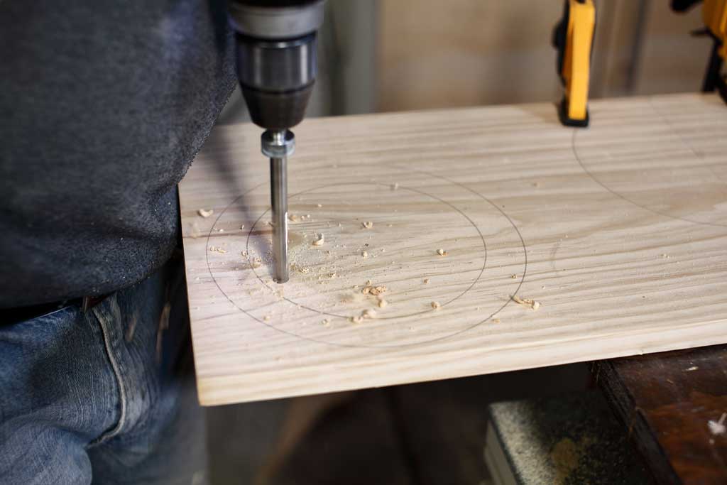 drilling hole in wood