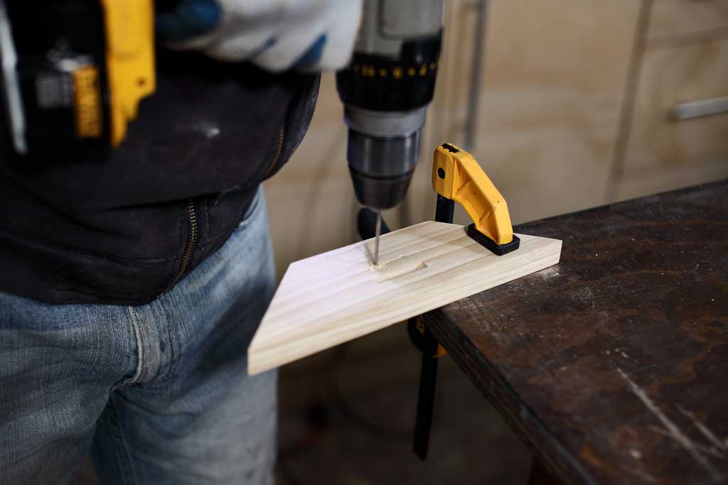 drilling hole in wood