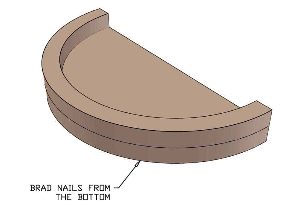 attaching railing board to shelf board
