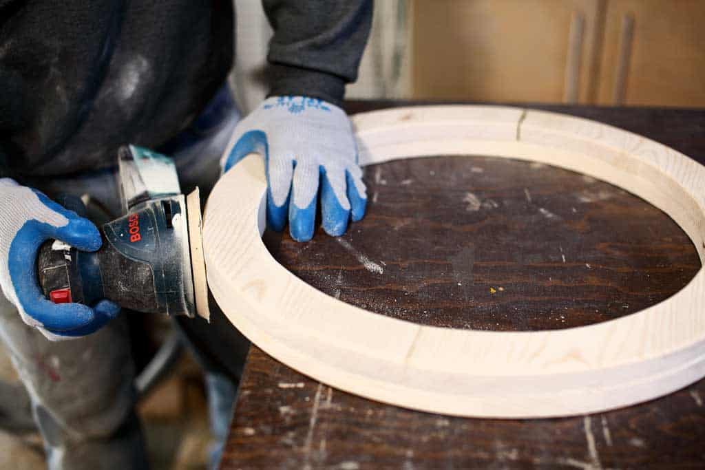 sanding base of giant DIY kerplunk game
