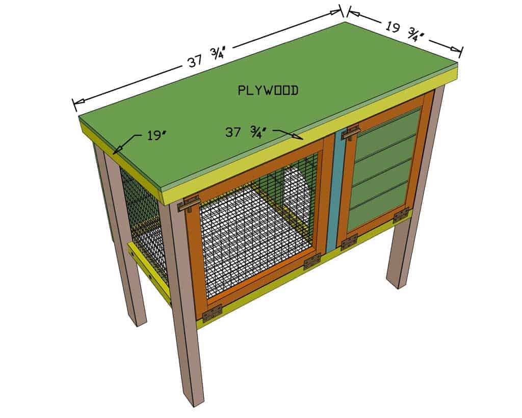 attach roof to the DIY rabbit hutch