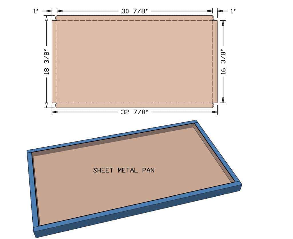 making a litter pan for DIY rabbit hutch
