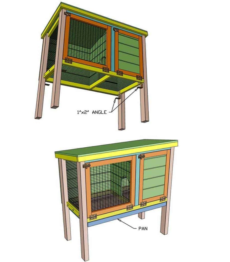 attaching angles for litter pan for DIY rabbit hutch