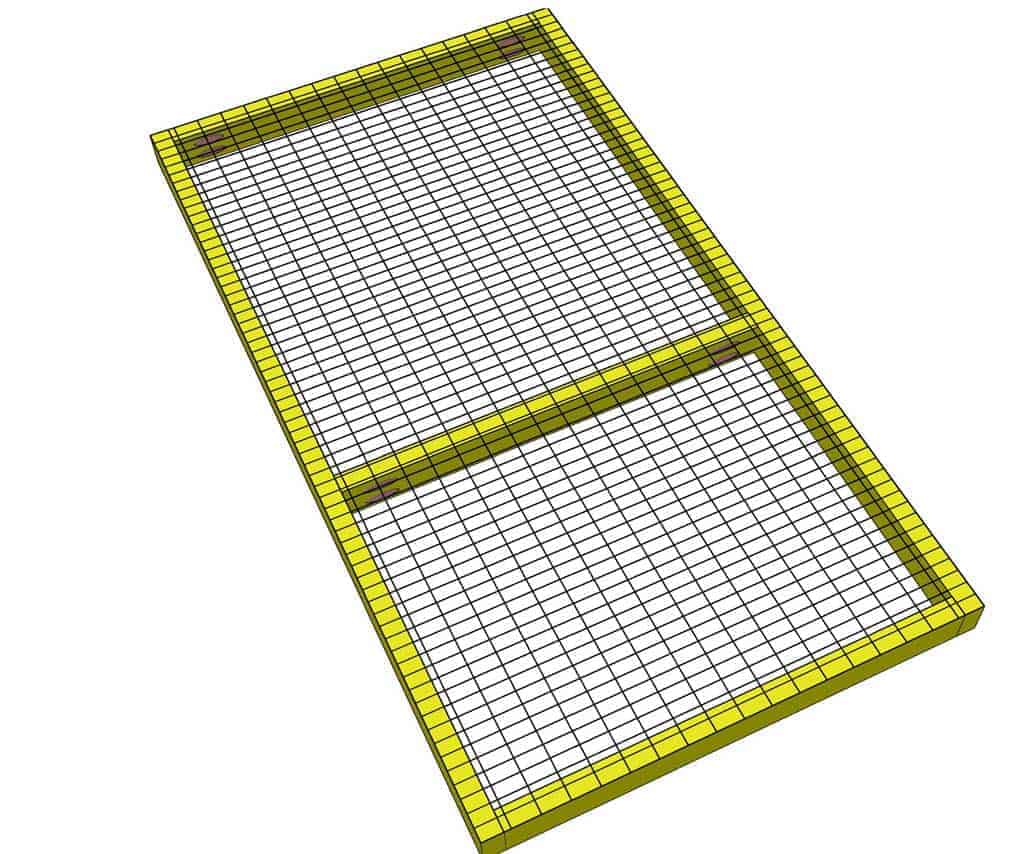 attaching wire mesh screen to floor frame DIY rabbit hutch