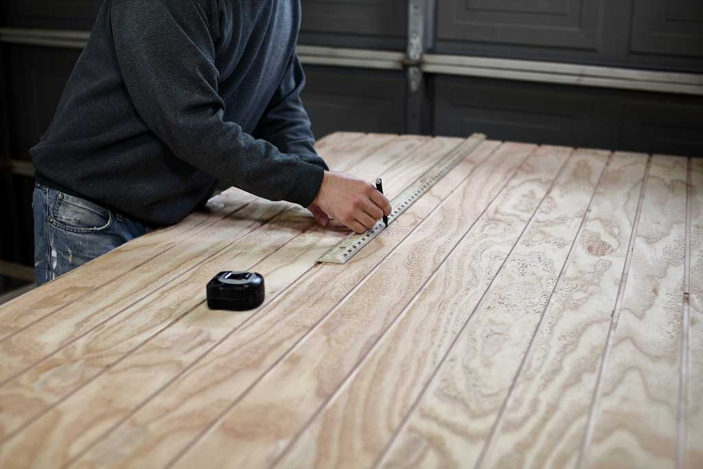 measuring siding plywood for DIY rabbit hutch