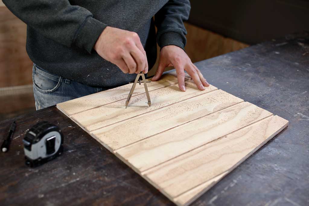 using compass to draw a circle on plywood