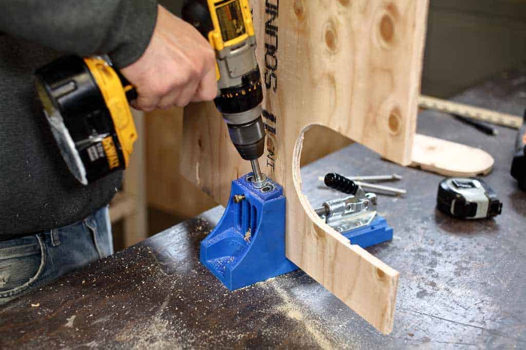 drilling pocket hole in plywood