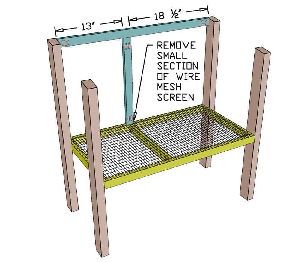 attaching front frame of the DIY rabbit hutch
