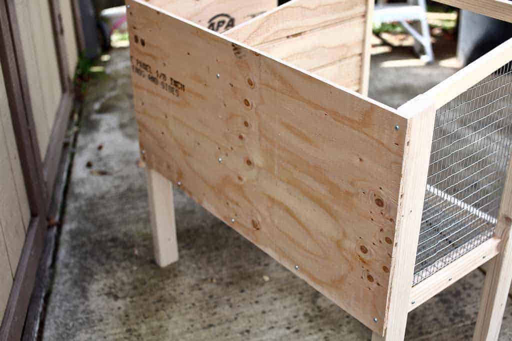 backboard of DIY rabbit hutch