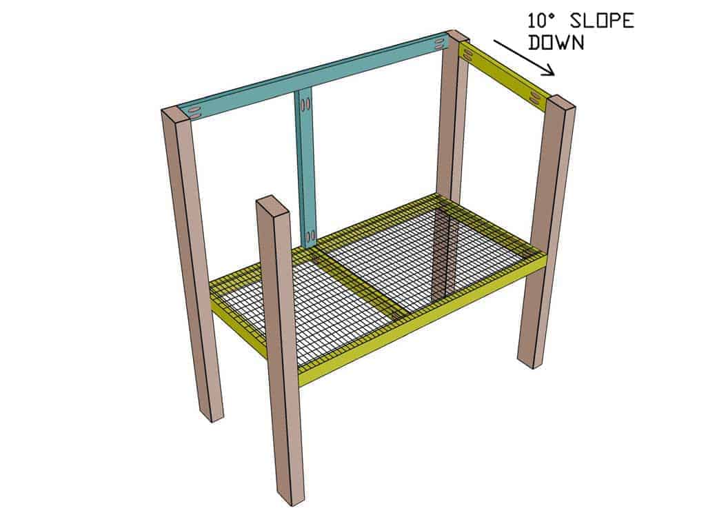 attaching the support board for mire mesh screen of the DIY rabbit hutch