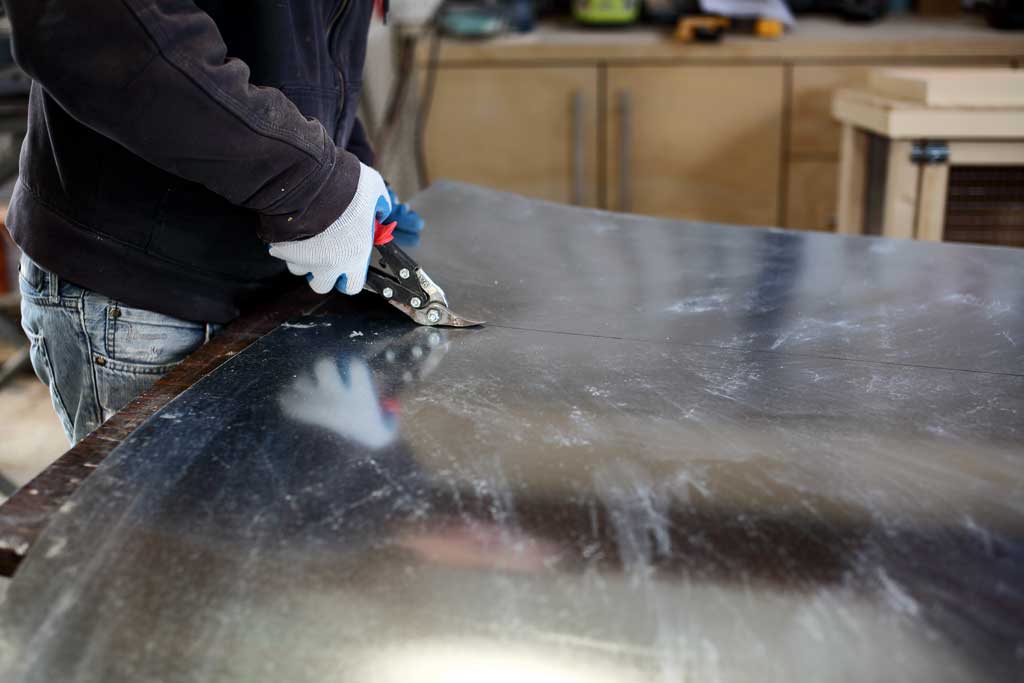 cutting sheet metal with snips