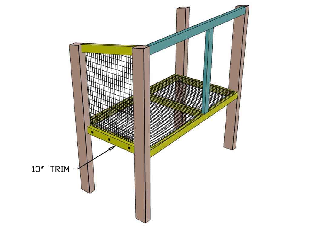 attaching trim to cover the wire mesh screen