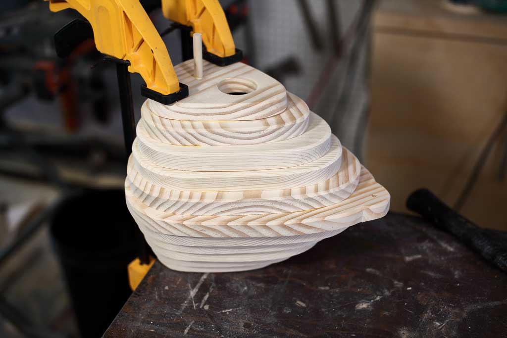 clamping bird house for wood glue to dry