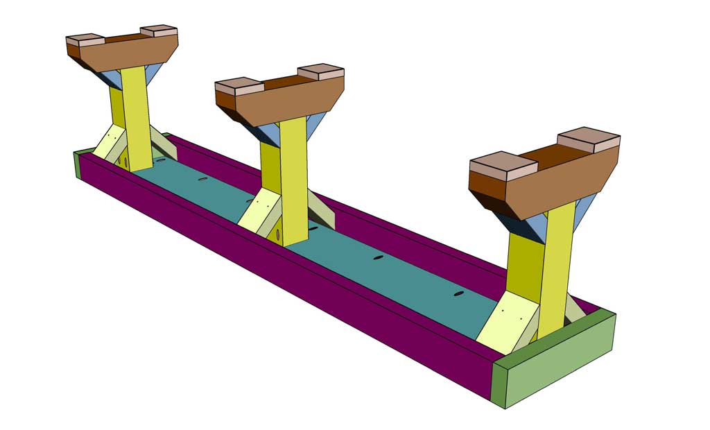 attach upper diagonal boards for the diy farmhouse bench