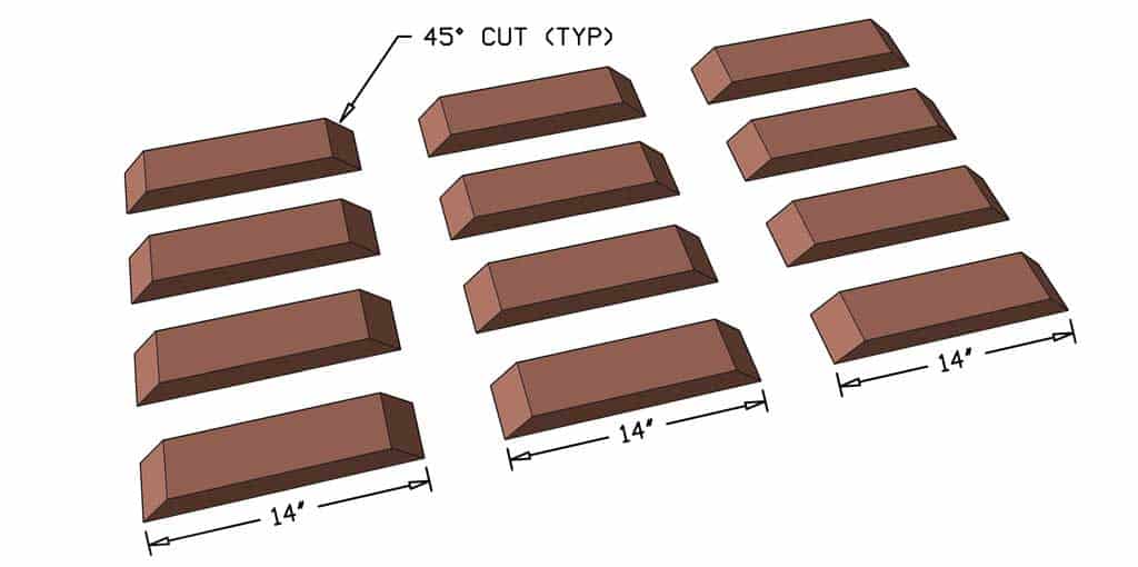 cutting diagonal boards for DIY Farmhouse Dining Table