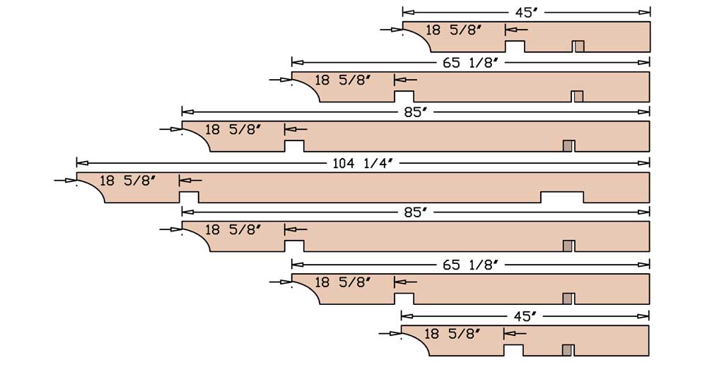cutting the truss boards for arbor